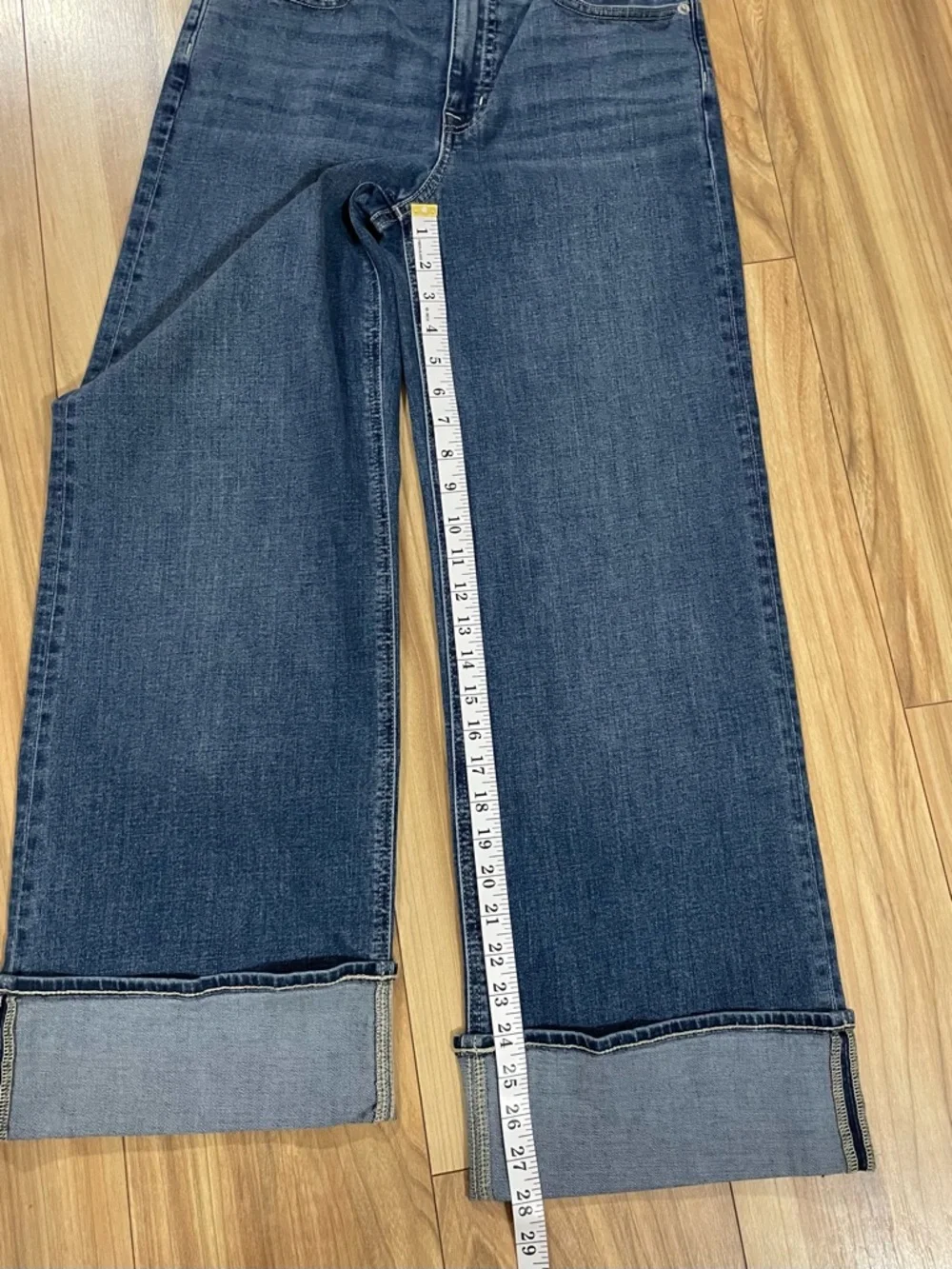J. Crew Classic Wide-Leg Dark Blue Cuffed Jeans Size 27.